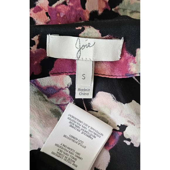 Joie Sz S Joada Floral Dress Caviar Long Sleeved‎ Mini Feminine Coquette Party - Picture 8 of 10